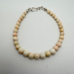 7.5" 5mm and 6mm Angel Skin Coral beaded bracelet w/ s925 hook clasp!